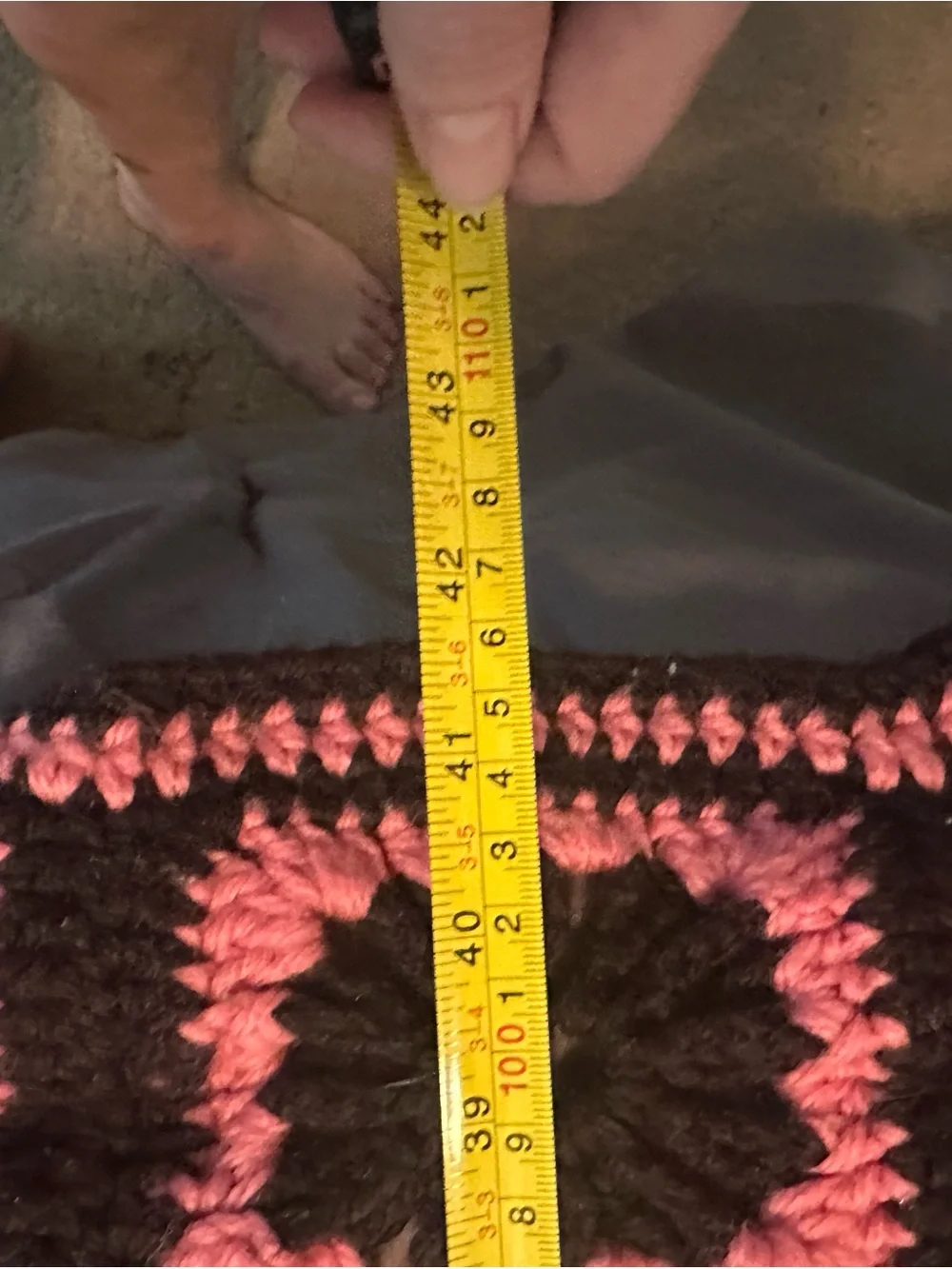 Handmade Crochet Granny Square Blanket - Black & Pink